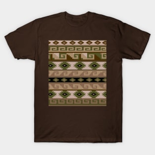 Southwest Tribal Graphic Design - Olive Beige Black T-Shirt